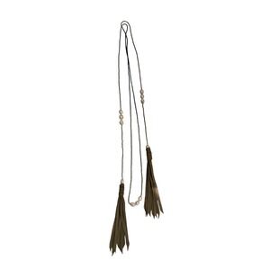 In2Designs Freshwater Pearl Lariat Necklace with Suede Tassels